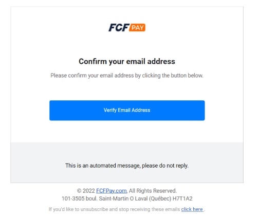 FCF Pay verify email