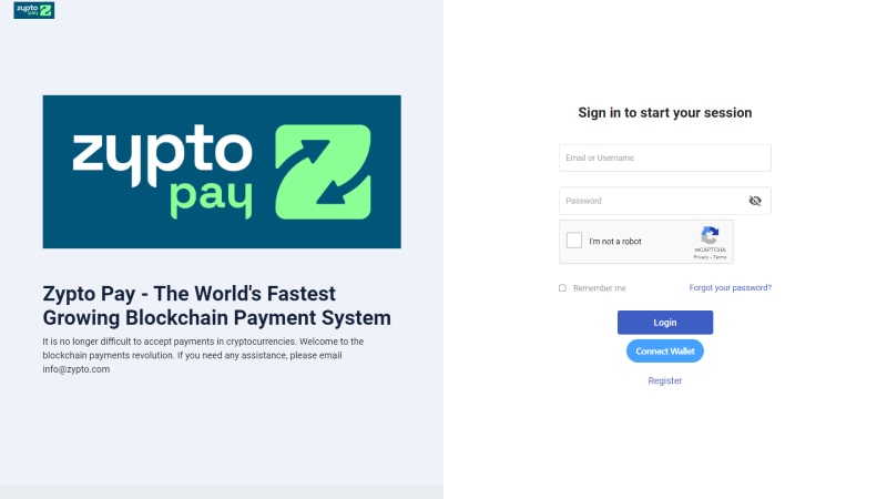 Zypto Pay website
