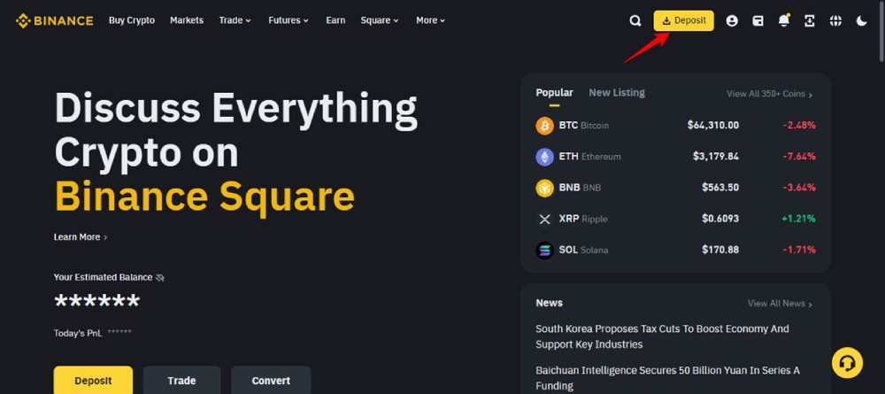 Binance deposit crypto
