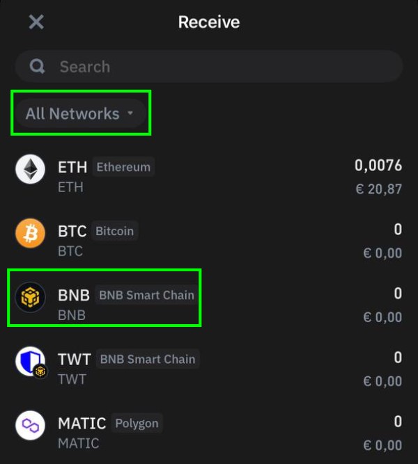 Trust wallet choose network